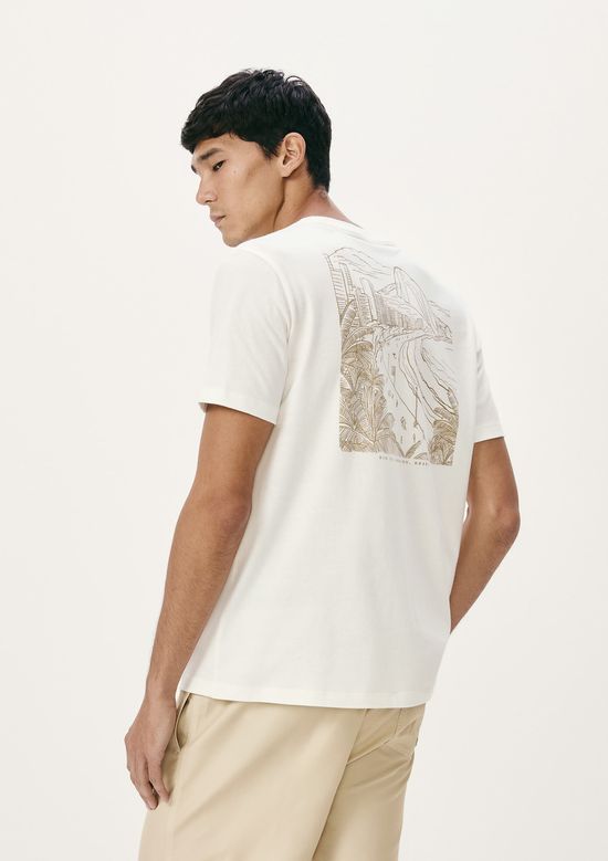 Foto do produto: Camiseta Masculina Manga Curta Com Estampa - Off white