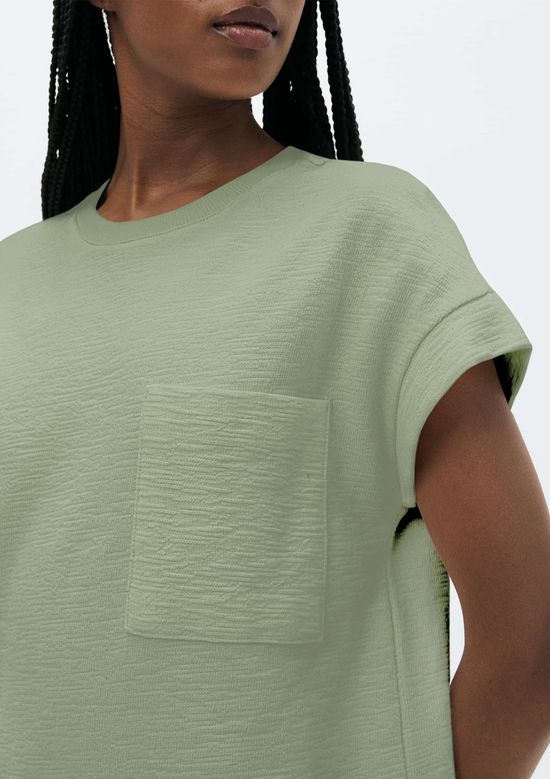 Foto do produto: Vestido Básico Curto Texturizado Com Bolso - Verde