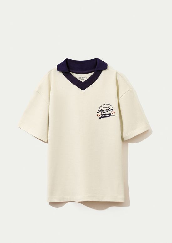 Foto do produto: Camisa Polo Infantil Menino Oversized - Creme