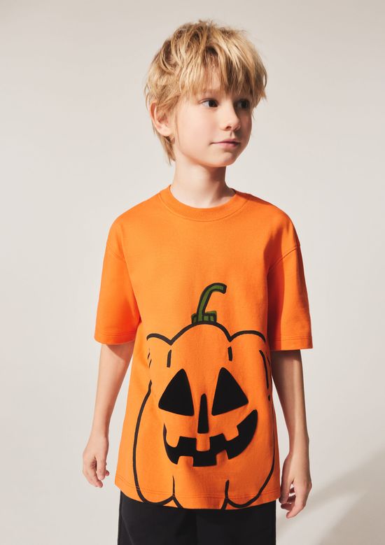 Foto do produto: Camiseta Infantil Unissex Abóbora Halloween - Laranja