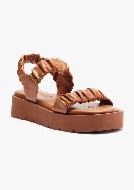 Foto do produto: Sandália Flatform Tratorada Tiras Scrunchie - Terracota