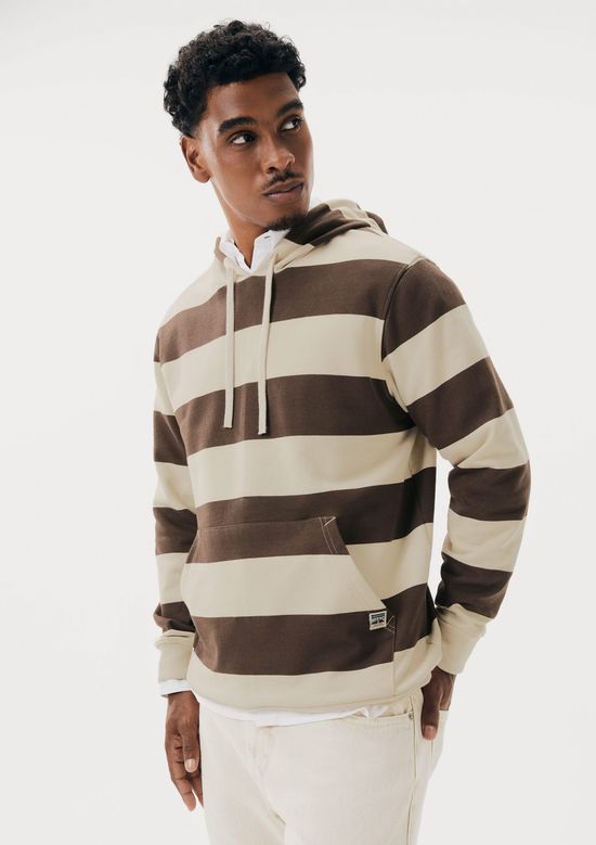 Foto do produto: Blusão Masculino Comfort Em Moletom Listrado - Marrom