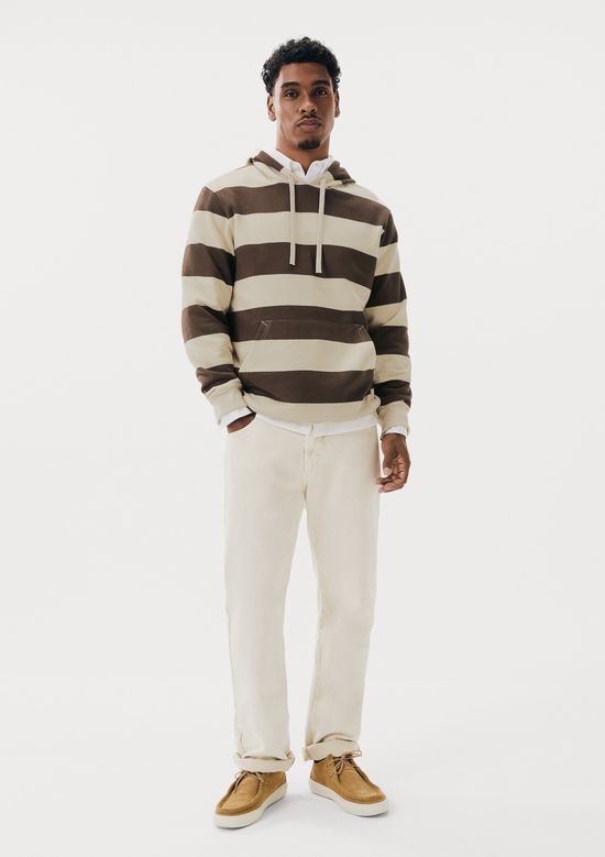 Foto do produto: Blusão Masculino Comfort Em Moletom Listrado - Marrom