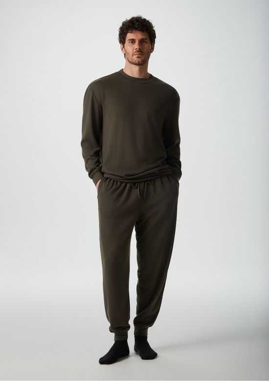 Foto do produto: Pijama Longo Masculino Em Tricô Leve - Verde