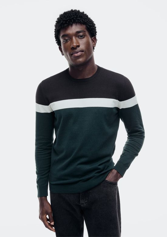 Foto do produto: Blusão Masculino Listrado Em Tricô - Verde