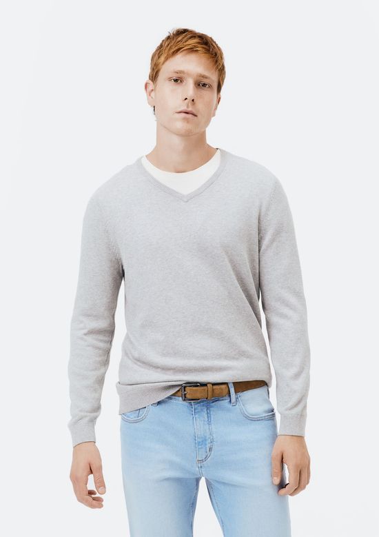 Foto do produto: Blusão Básico Masculino Regular Gola V Em Tricô - Cinza