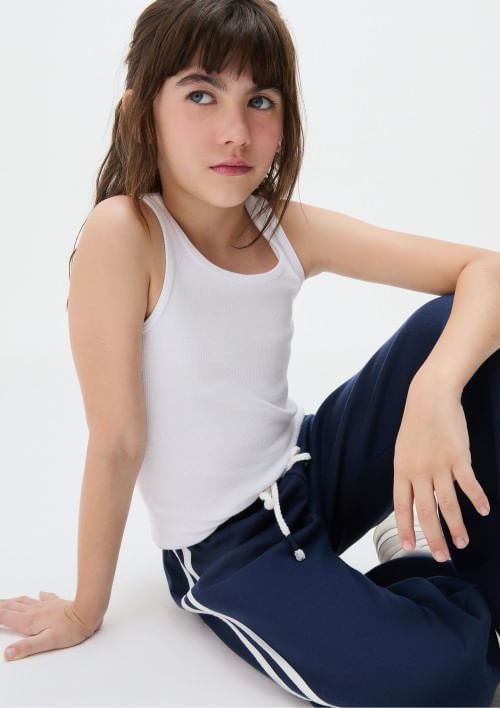 Foto do produto: Calça Wide Leg Infantil Menina Em Moletom - Azul