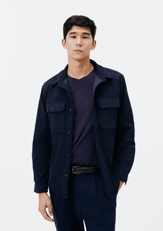 Foto do produto: Camisa Overshirt Masculina Manga Longa Em Veludo Cotelê - Azul