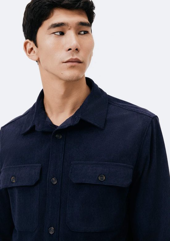 Foto do produto: Camisa Overshirt Masculina Manga Longa Em Veludo Cotelê - Azul