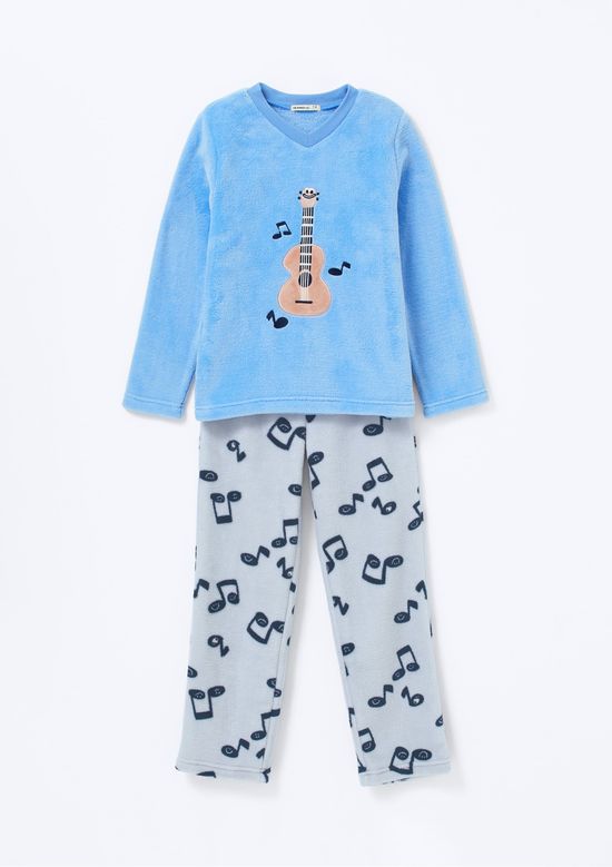 Foto do produto: Pijama Infantil Menino Longo Estampado Em Fleece - Azul