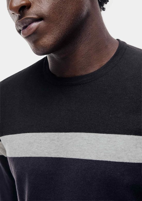 Foto do produto: Blusão Masculino Listrado Em Tricô - Preto