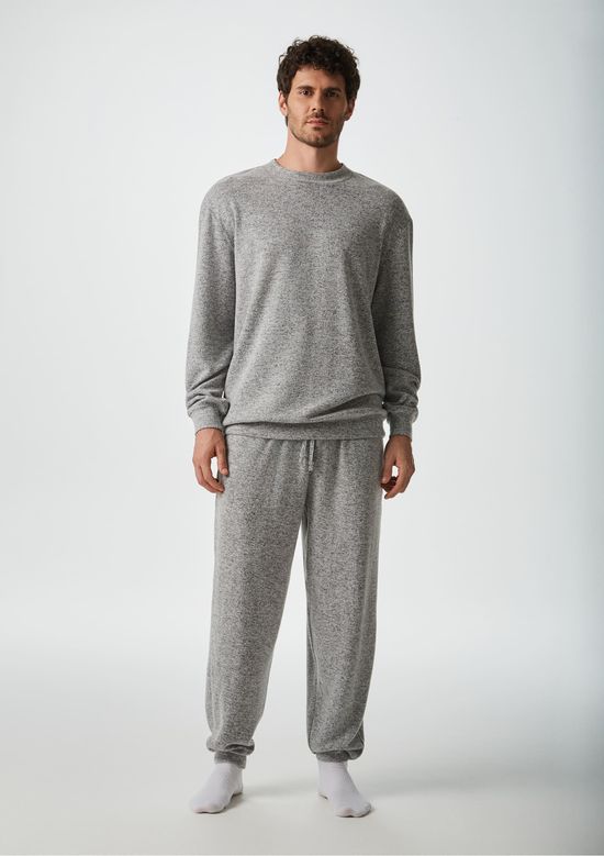Foto do produto: Pijama Longo Masculino Em Tricô Leve - Cinza