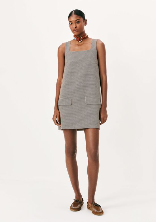 Foto do produto: Vestido Curto Pied de Poule Decote Reto - Preto