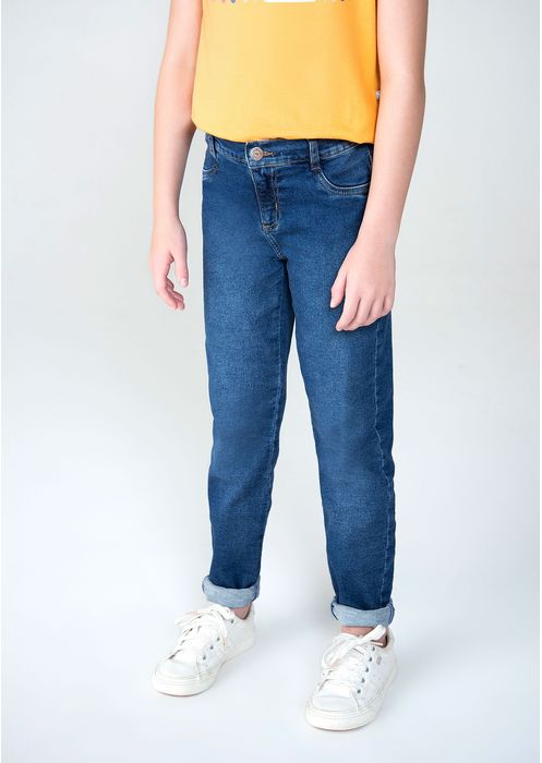 Calça Jeans Infantil Menina Skinny Com Elastano - Azul Médio