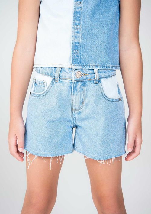 Shorts Jeans Infantil Menina Regular - Azul