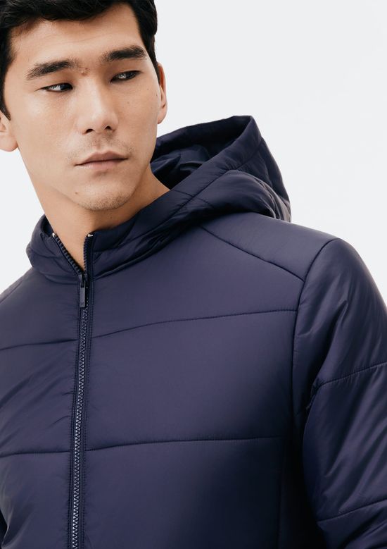Foto do produto: Jaqueta Básica Masculina Puffer Com Capuz - Azul