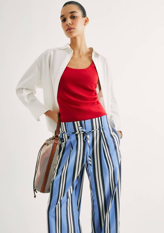 Foto do produto: Calça Feminina Reta Em Fio Tinto - Azul