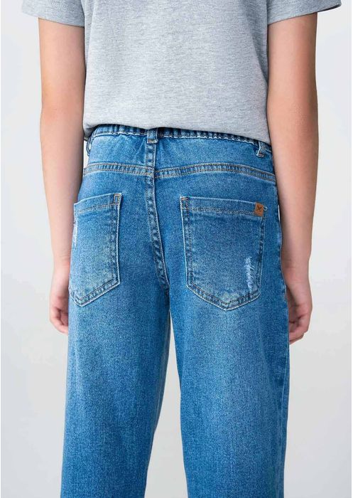 Calça Jeans Infantil Menino Com Elastano - Azul Médio