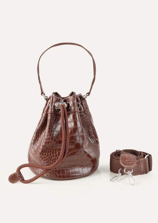 Foto do produto: Bolsa Bucket Feminina Croco - Marrom