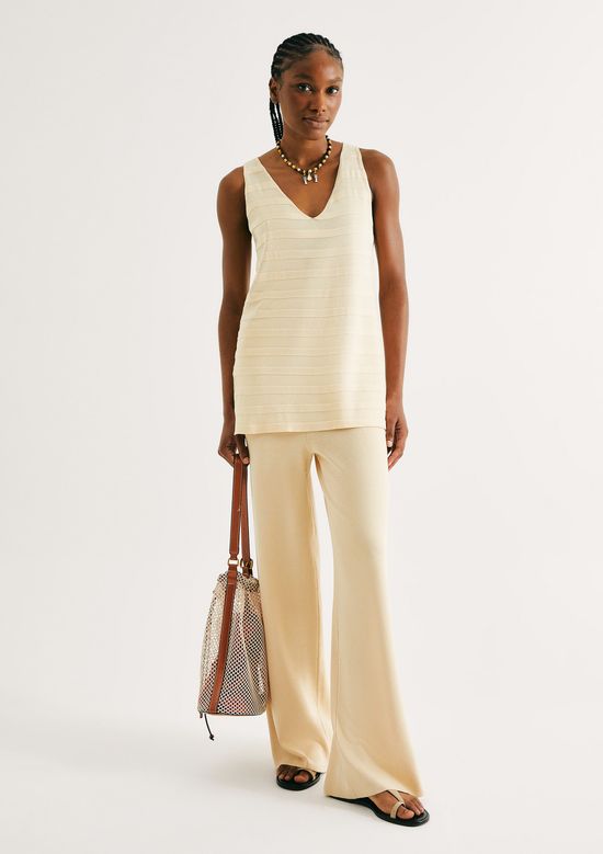 Foto do produto: Calça Feminina Reta Em Tricô - Amarelo