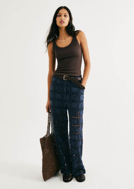 Foto do produto: Calça Feminina Reta Em Laise - Azul