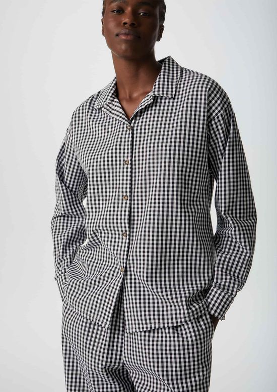 Foto do produto: Pijama Longo Feminino Fio Tinto Xadrez - Preto