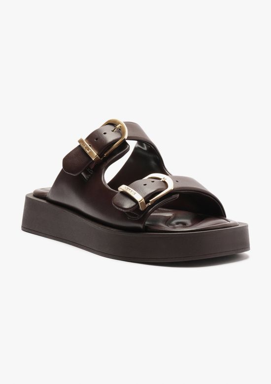 Foto do produto: Sandália Papete Feminina Com Fivelas - Marrom