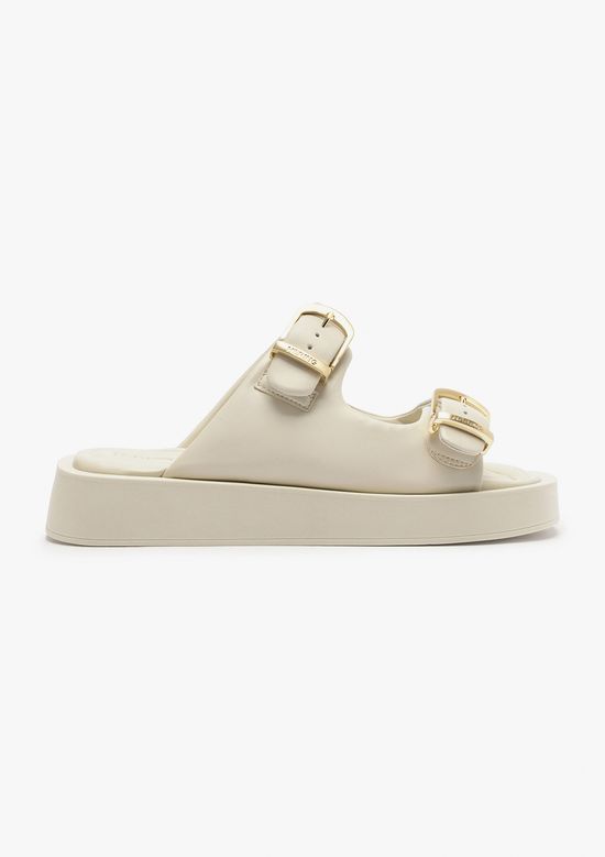 Foto do produto: Sandália Papete Feminina Com Fivelas - Creme