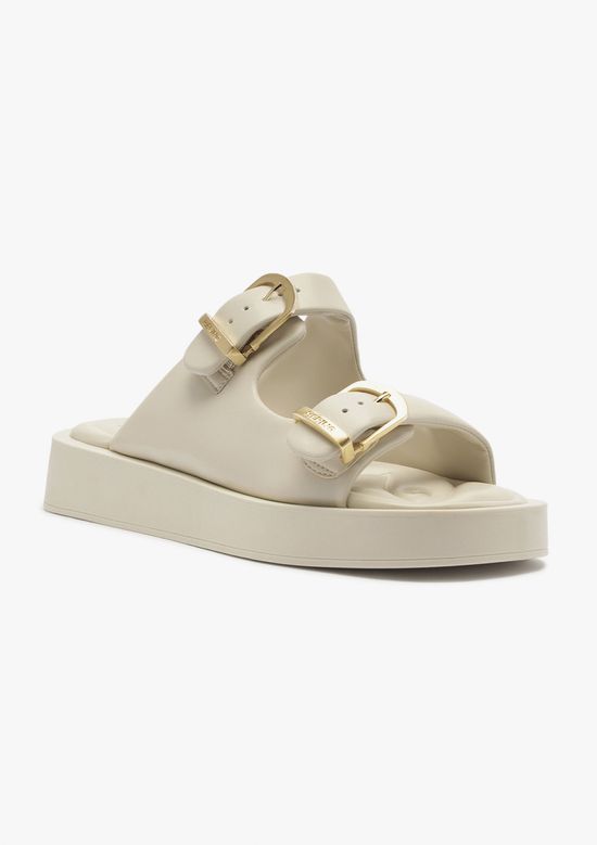 Foto do produto: Sandália Papete Feminina Com Fivelas - Creme