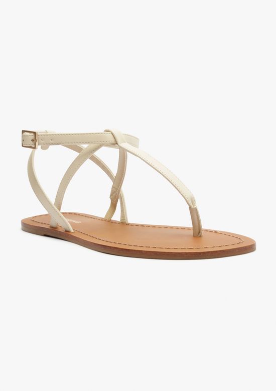 Foto do produto: Sandália Rasteira Slim Cross - Creme