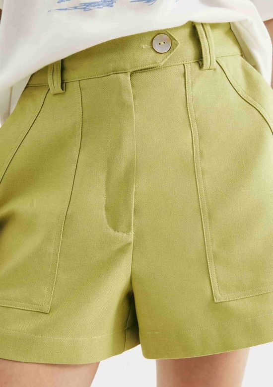 Foto do produto: Shorts Feminino Cintura Alta Em Alfaiataria - Verde