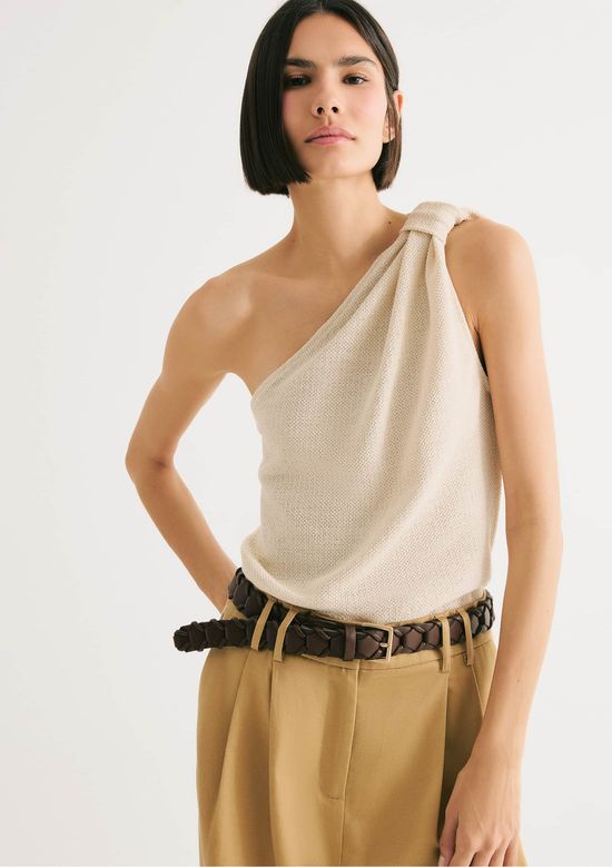 Foto do produto: Blusa Feminina Ombro Só Texturizada - Creme