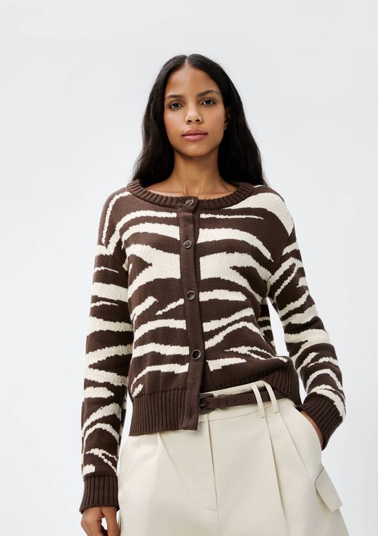 Foto do produto: Cardigan Feminino Em Tricô Animal Print - Marrom