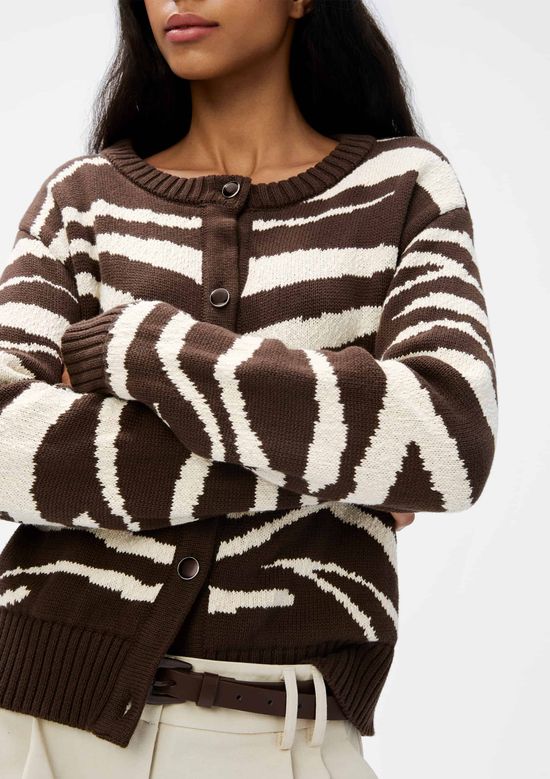 Foto do produto: Cardigan Feminino Em Tricô Animal Print - Marrom