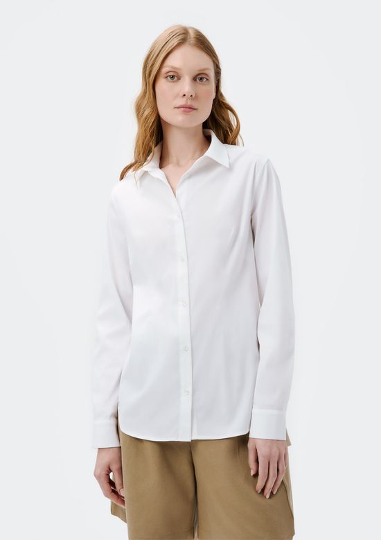 Foto do produto: Camisa Feminina Manga Longa Em Tricoline - Branco