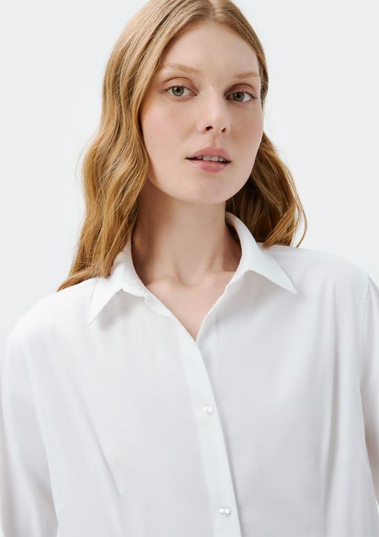 Foto do produto: Camisa Feminina Manga Longa Em Tricoline - Branco