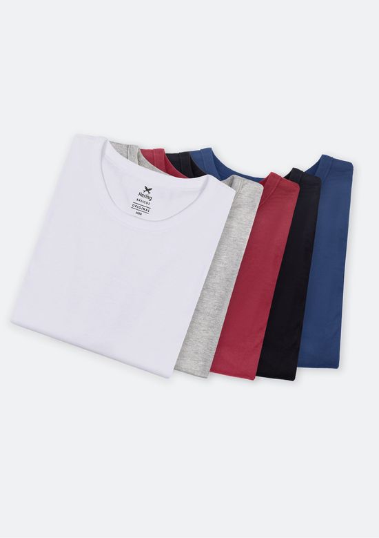 Foto do produto: Kit Com 5 Camisetas Masculinas Básicas Slim - Multicolorido