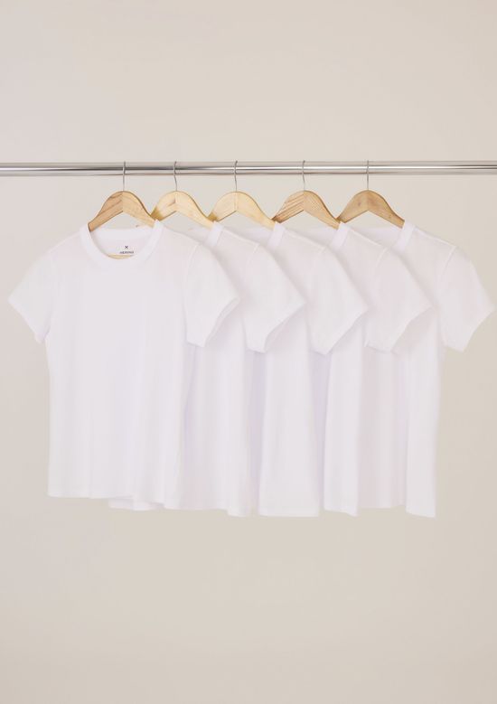 Foto do produto: Kit Com 5 Camisetas Femininas Básicas - Branco