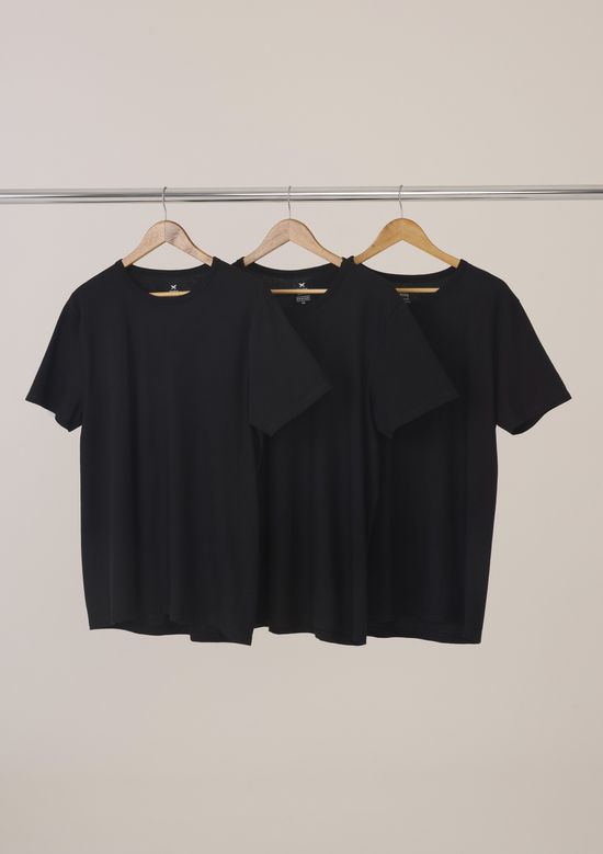 Foto do produto: Kit Com 3 Camisetas Masculinas Básicas Slim Hering - Preto