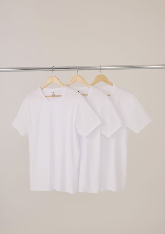 Foto do produto: Kit Com 3 Camisetas Masculinas Básicas Slim Hering - Branco