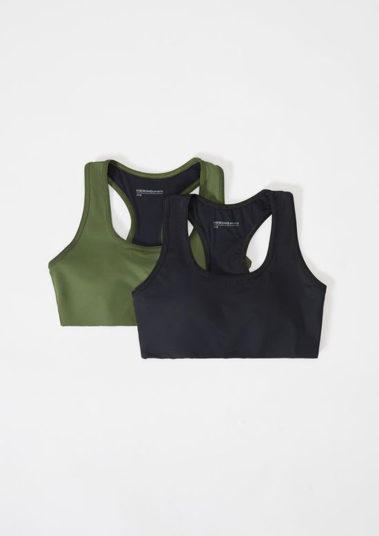 Foto do produto: Kit Com 2 Tops Esportivos Feminino Nadador - Preto e verde