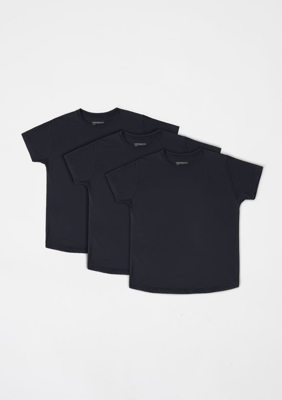 Foto do produto: Kit Com 3 Camisetas Esportivas Feminina Raglan Easy Care - Preto