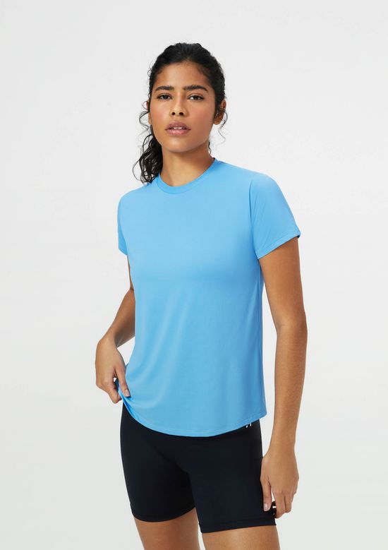 Foto do produto: Kit Com 2 Camisetas Esportivas Feminina Raglan Easy Care - Preto e azul claro