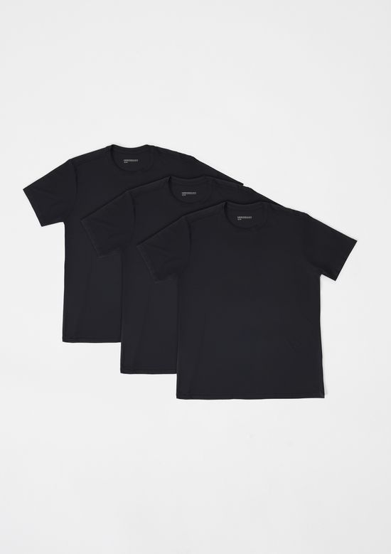 Foto do produto: Kit Com 3 Camisetas Esportivas Masculina Manga Curta Com Proteção Uv 50+ - Preto