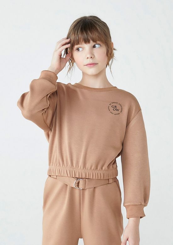 Foto do produto: Blusão Infantil Menina Em Moletom Com Estampa - Marrom