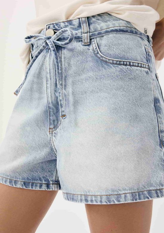 Foto do produto: Shorts Jeans Feminino Com Cordão - Azul