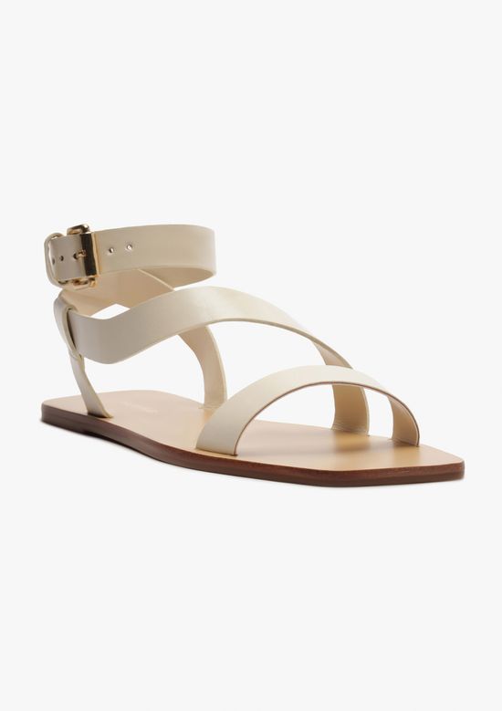 Foto do produto: Sandália Rasteira Feminina Bico Quadrado - Creme