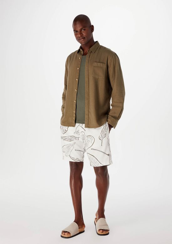 Foto do produto: Bermuda Masculina Chino Estampada Em Linho - Off white