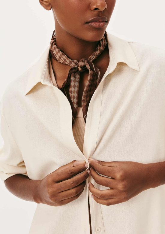 Foto do produto: Camisa Feminina Manga 7/8 Com Linho - Creme