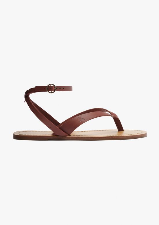 Foto do produto: Sandália Rasteira Feminina Slim Tiras Finas - Marrom